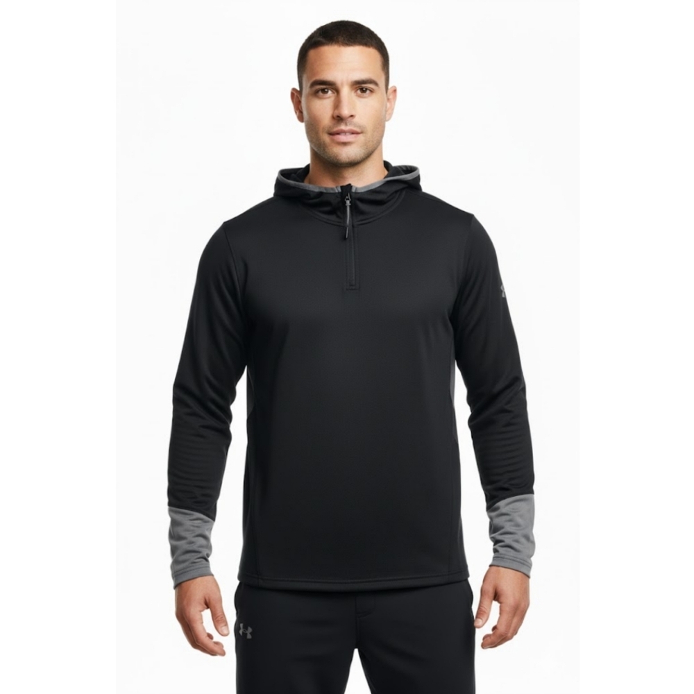 Under Armour Quarter Zip Hoodie Top Performance Long Sleeve Mens Small Black